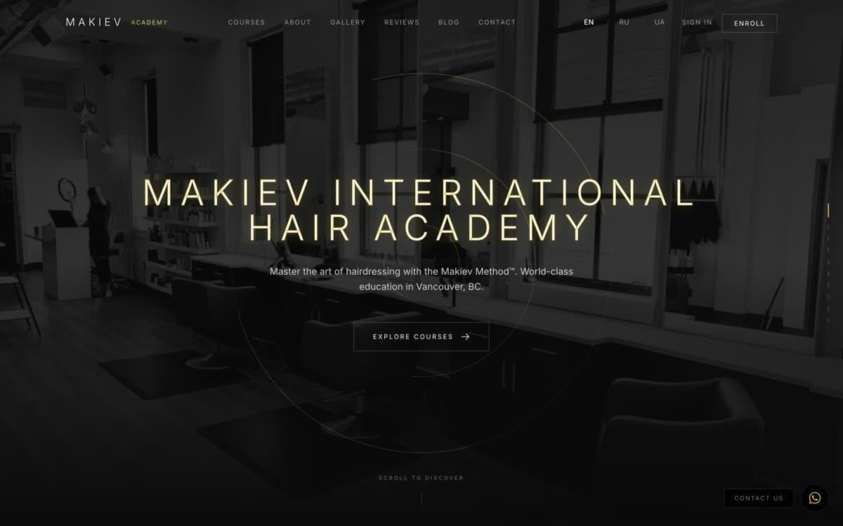Makiev International Hair Academy live site preview